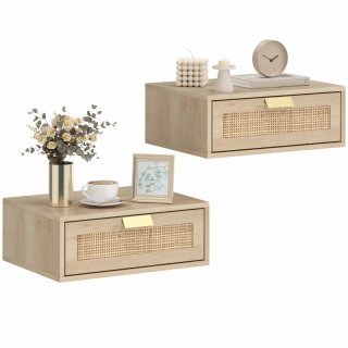 Juego 2 Mesitas Noche Rattan 40x30x15 cm