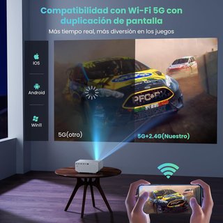 Proyector Nativo 1080P 4K Soporte WiFi