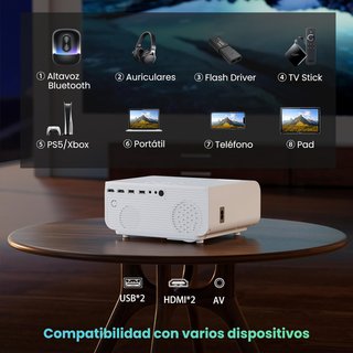Proyector Nativo 1080P 4K Soporte WiFi