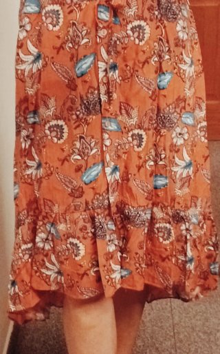 Vestido Springfield Talla S Estampado Naranja