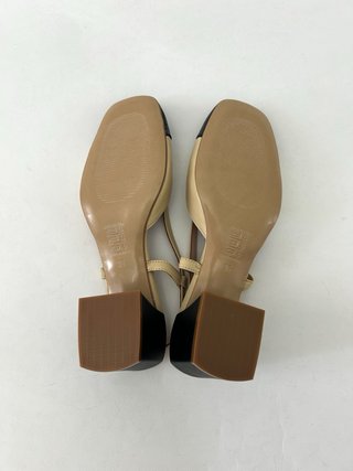 Slingback donna 36 vera pelle beige/nera