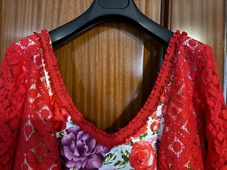 Traje Flamenca Mujer Rojo Flores