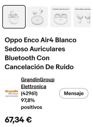 Oppo Enco Air4 Auriculares Inalámbricos Blancos