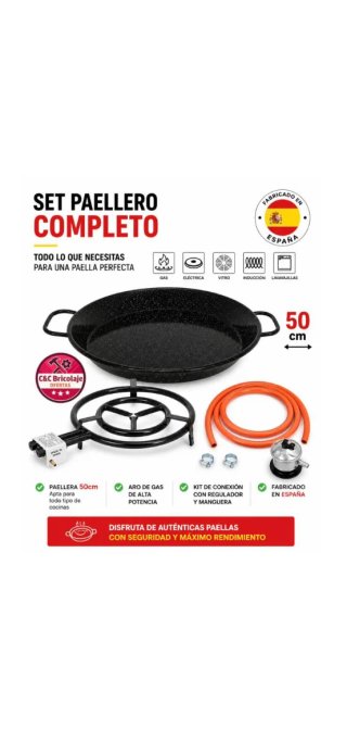 Set Paellero Completo 50cm Gas Con paellera 50cm