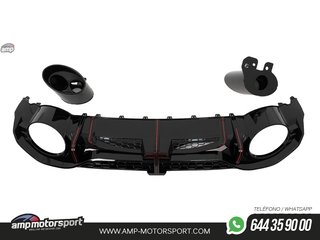 DIFUSOR TRASERO PARA AUDI A3 8Y SPORTBACK S-LINE 2020- NEGRO BRILLO + LUZ FRENO