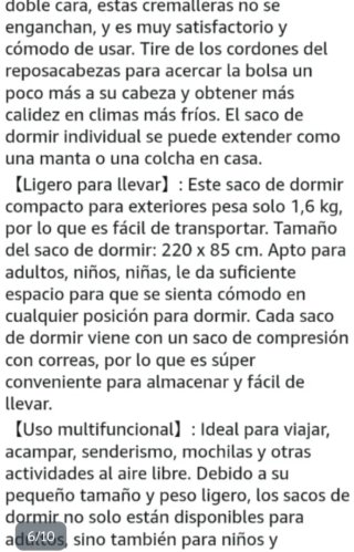 Saco de dormir impermeable ultraligero