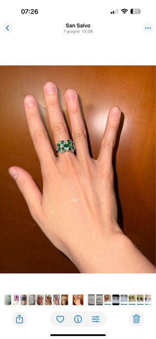Anello Argento S925 con Zirconi Verdi