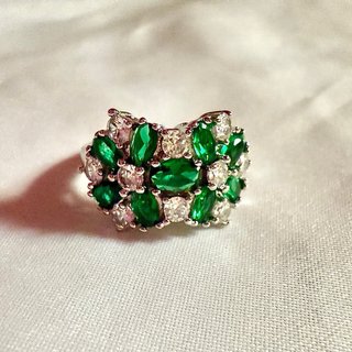 Anello Argento S925 con Zirconi Verdi
