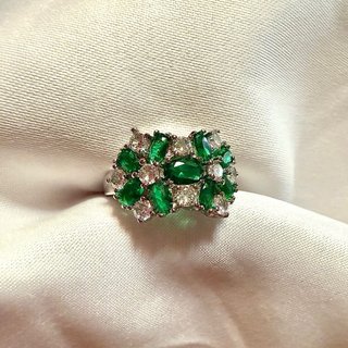 Anello Argento S925 con Zirconi Verdi