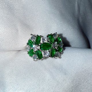 Anello Argento S925 con Zirconi Verdi