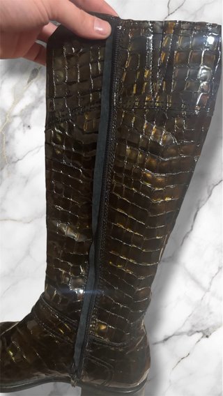 Botas de piel efecto cocodrilo marrones talla 37