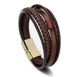 Pulsera Cuero de vaca Trenzado y Acero de Titanio