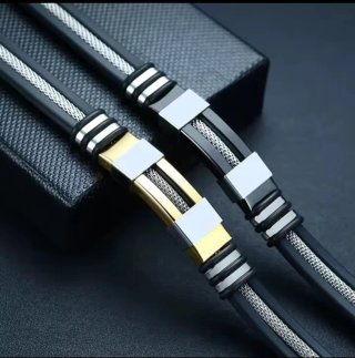Pulsera Cuero de vaca Trenzado y Acero de Titanio