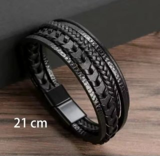 Pulsera Cuero de vaca Trenzado y Acero de Titanio