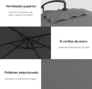 Sombrilla excéntrica jardín gris