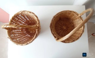 Dúo Cestas Mimbre Beige y Marrón