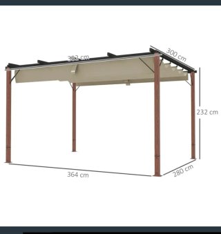 Pérgola Jardín 4x3 Techo Retráctil imt. Madera