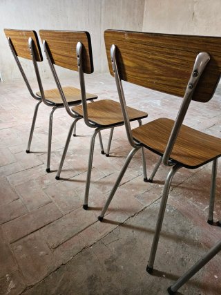 5 Sillas Vintage simulación Madera y Metal