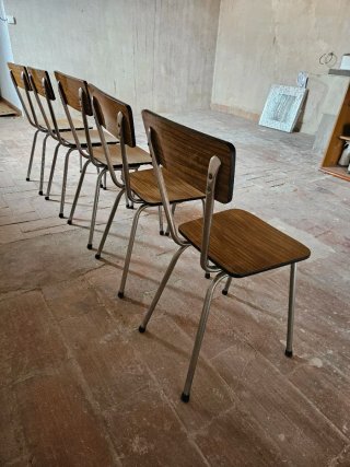 5 Sillas Vintage simulación Madera y Metal