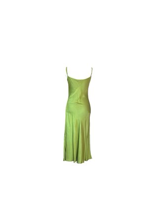 Vestito lungo verde satin paperlace taglia 42