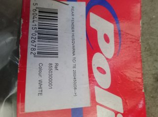 Guardabarros Trasero Husqvarna 250/450 Blanco