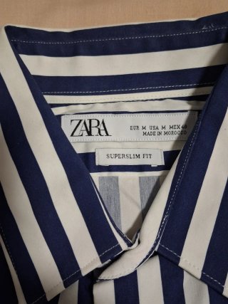 Camisa Zara Rayas Azul y Blanco