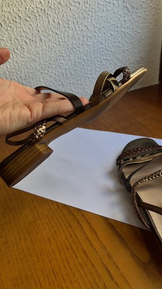 Sandalias bajas marrones y doradas