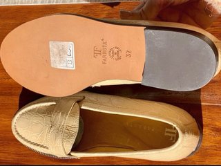 Mocasines Farrutx Beige Piel Cocodrilo