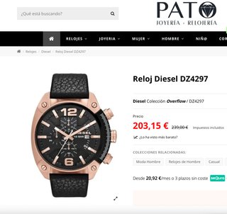 Reloj Diesel DZ4297 Negro/Oro