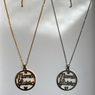 1Collar Mama te quiero Plateado o dorado de acero