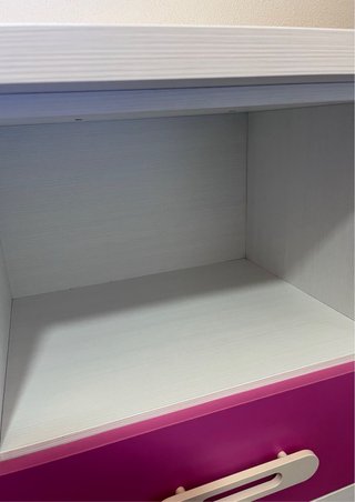 Escritorio juvenil blanco y rosa con cajones