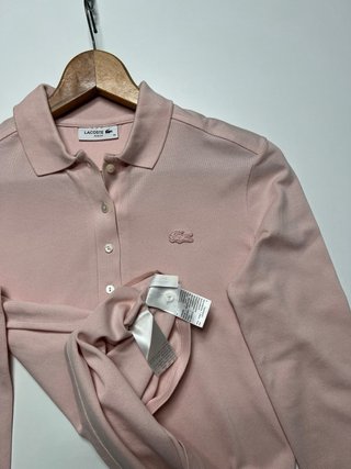 Polo Lacoste manga larga rosa Talla S