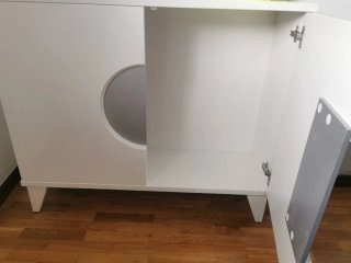 Mueble de salón o entrada blanco y gris