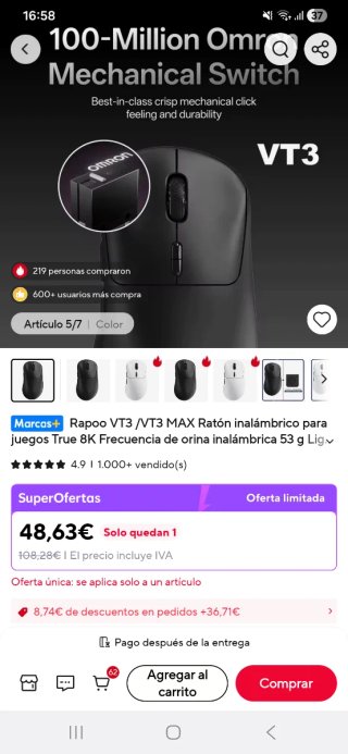 Ratón Gaming Plata y Blanco