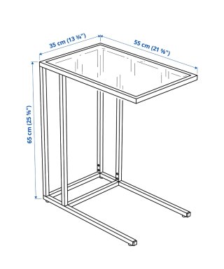 Tavolino Ikea Vittsjo Vetro Metallo Nero