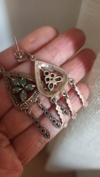 Pendientes Plata Ley Esmeraldas