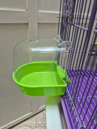 Jaula para pájaros morada y verde