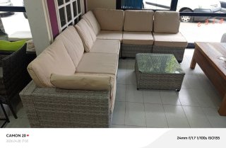Conjunto de jardín rinconera ratán cintetico