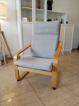 Butaca Ikea POÄNG + Reposapiés Madera