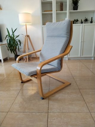 Butaca Ikea POÄNG + Reposapiés Madera