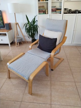 Butaca Ikea POÄNG + Reposapiés Madera