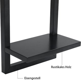 Set 3 Scaffali a Parete Nero in Legno e Metallo
