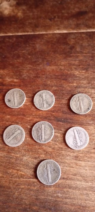 7 Monedas Plata EE.UU. Mercury Dimes