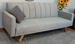 Sofá Cama Bogota GRIS, Terciopelo Cómodo ¡OFERTA!