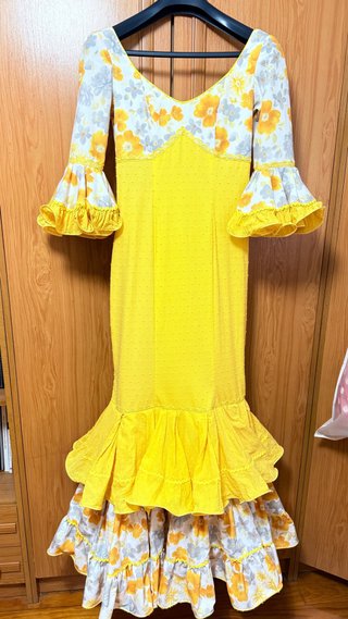 Vestido Flamenca Amarillo y Verde