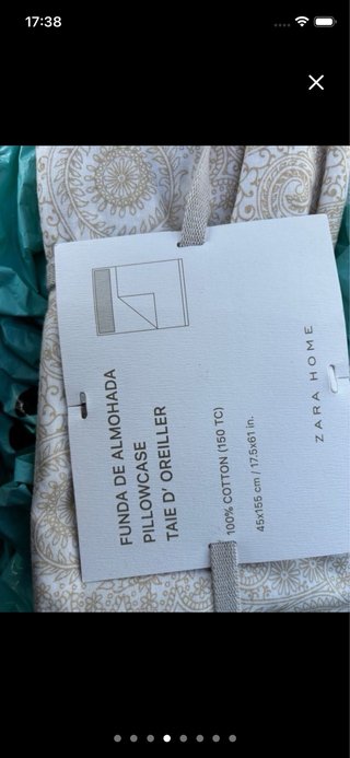 Funda Almohada Zara Home 45x155 cm Beige/Oro