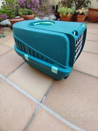 Transportín mascotas azul y blanco