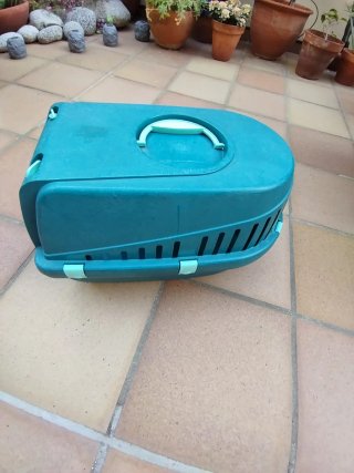 Transportín mascotas azul y blanco