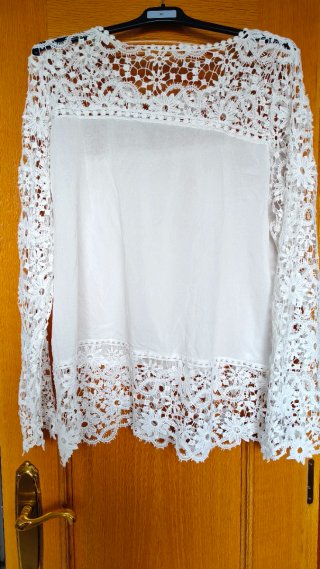 Blusa Boho Encaje Blanco Talla 4XL