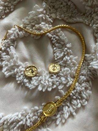 Parure anni 70 blu e oro